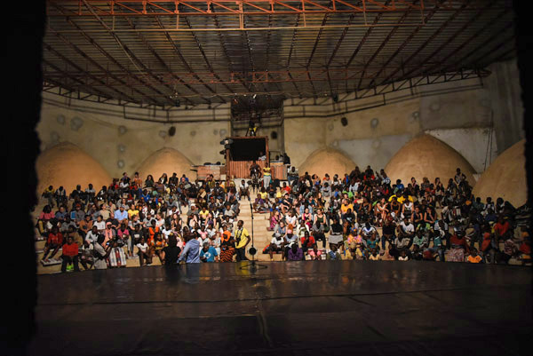Inside the Blon Ba Theater, waiting for the show.